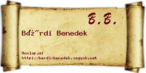 Bérdi Benedek névjegykártya